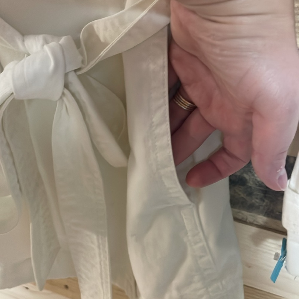 Sonoma size XL White Soft Denim Double-Breasted Trench Coat with Pockets - Picture 7 of 11